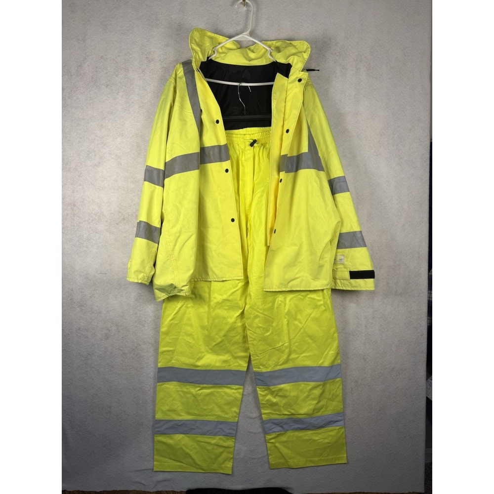 NASCO Envisage Hi Vis Rain Suit Jacket Pants ANSI Class 3 Reflective Size L XL